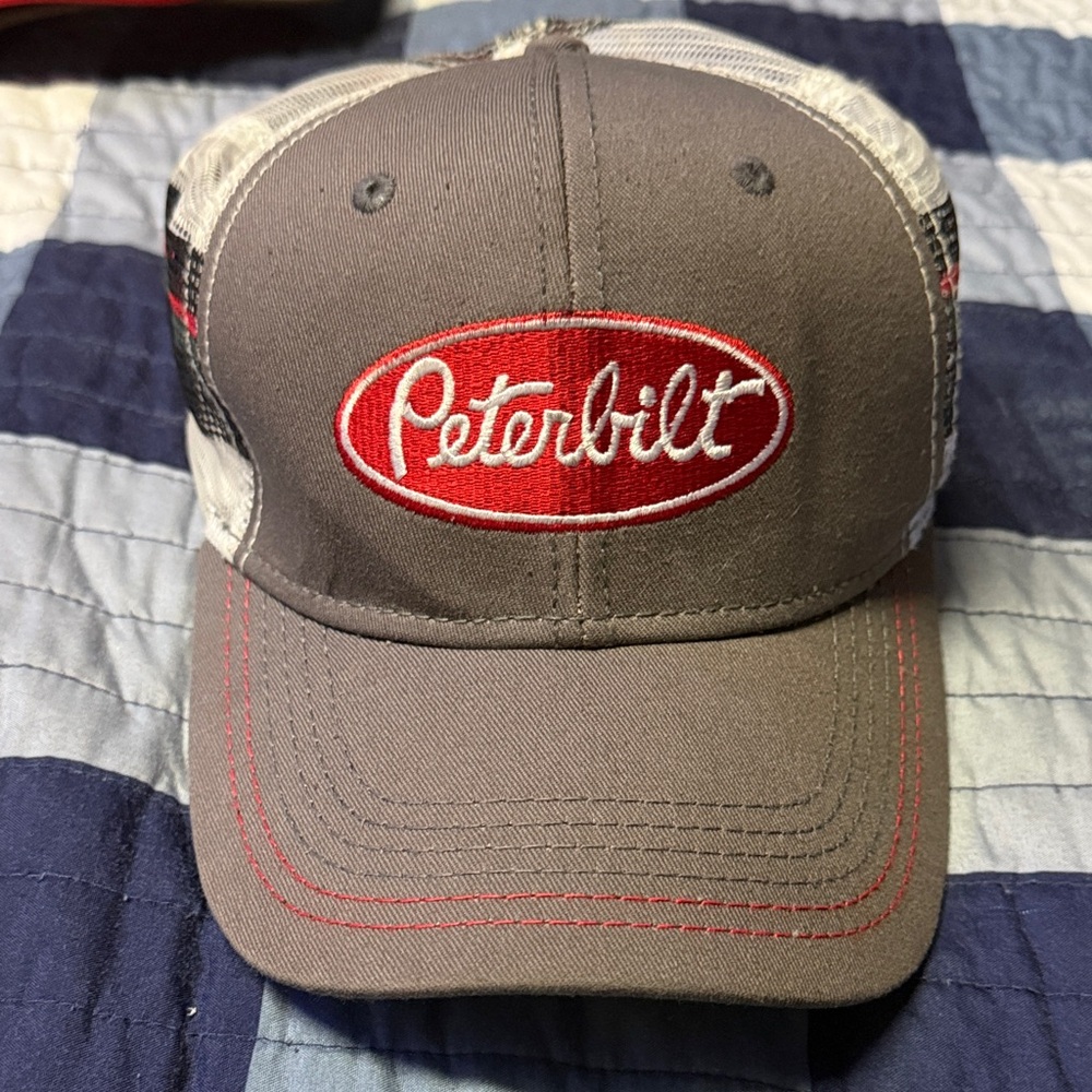 Peterbilt Gray and Red Men's Trucker Hat